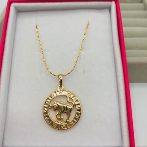 Taurus zodiac pendant necklace gold plated